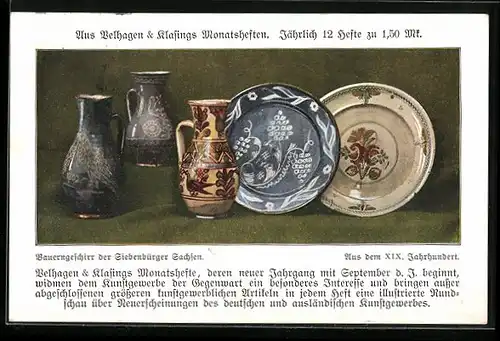 AK Bauerngeschirr der Siebenbürger Sachsen aus dem XIX. Jahrhundert