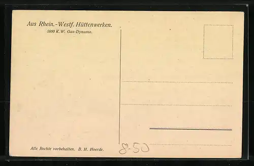 AK Aus Rhein.-Westf. Hüttenwerken, Gas-Dynamo