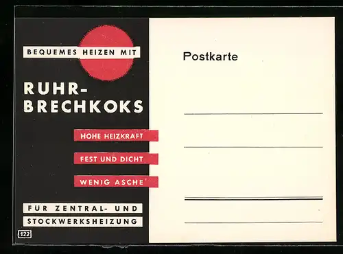 AK Reklame für Ruhr-Brechkoks