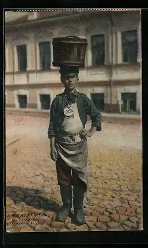 AK russischer Händler mit eingemachten Früchten