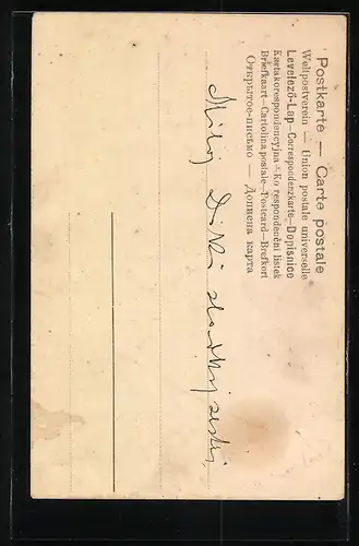 AK Mädchen mit Osterhasen auf dem Weg