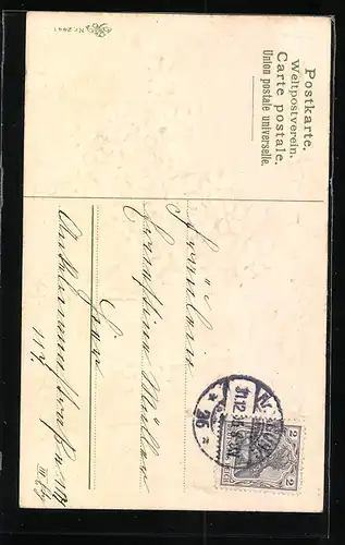 Präge-AK Geburtstagsgrüsse mit einem Strauss Vergissmeinnicht, Jahreszahl 1906