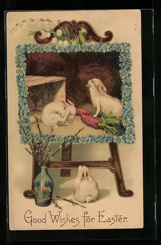 Präge-AK Osterhasen im Bild, Good Wishes for Easter