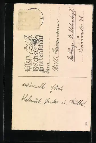 AK Osterküken mit Palmkätzchenzweigen