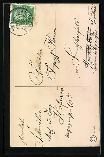 AK Knabe mit Schweinchen, Neujahrsgruss