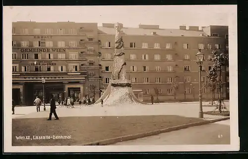 AK Wien, Lasalle-Denkmal am Winarsky-Hof