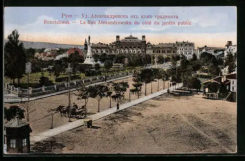 AK Roustchouk, La Rue Alexandrowska du cote du jardin public