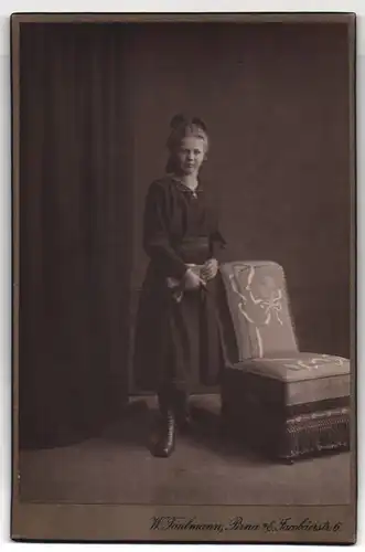 Fotografie W. Taubmann, Pirna a. E., Jacobäerstr. 6, Junge Dame im Kleid