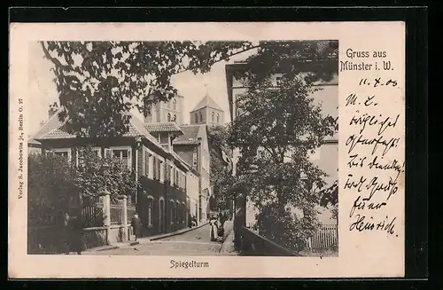 AK Münster i. W., Partie am Spiegelturm
