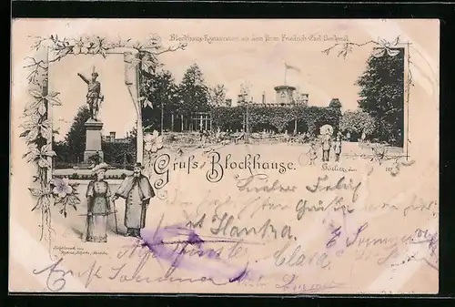 Vorläufer-AK Görlitz, 1895, Blockhaus-Restauration mit dem Prinz Friedrich Carl-Denkmal