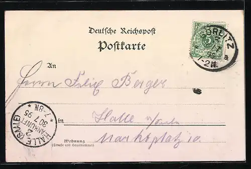 Vorläufer-AK Görlitz, 1895, Blockhaus-Restauration mit dem Prinz Friedrich Carl-Denkmal