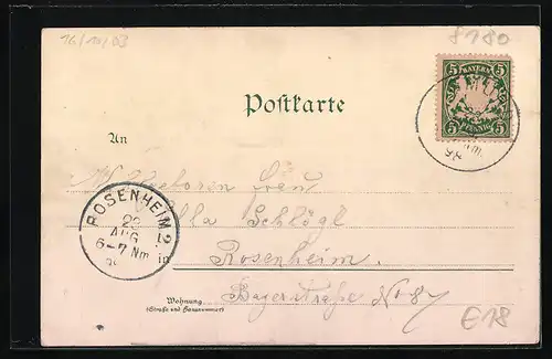 Lithographie Tegernsee, Engelchen im Gasthaus Bräustübl