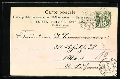 AK Genève, Rue du Mont Blanc, Strassenbahn