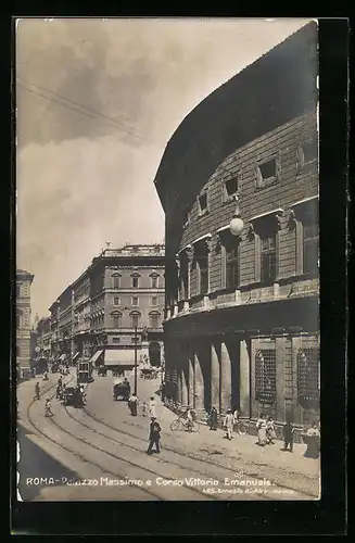 AK Roma, Palazzo Massimo e Corso Vittorio Emanuele, Strassenbahn