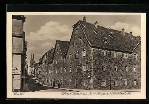 AK Cassel, Oberste Gasse mit Hof-Hospital St. Elisabeth