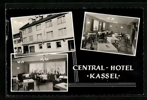 AK Kassel, Central-Hotel, Aussen- und Innenansichten