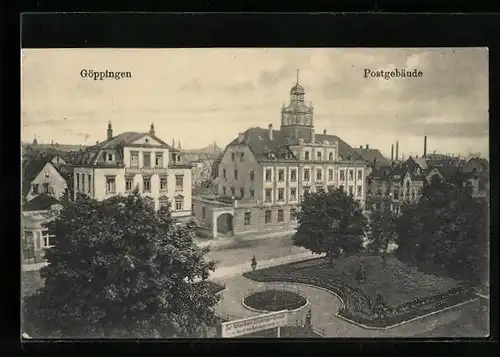 AK Göppingen, Postgebäude und Parkanlagen