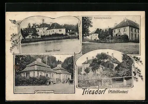 AK Triesdorf, Weisses Schloss, Kreisackerbauschule, Cavalierhäuschen, Schloss