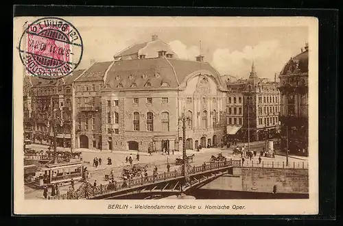 AK Berlin, Weidendammer Brücke und Komische Oper