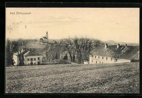AK Bad Höhenstadt, Teilansicht mit Kirche im Hintergrund, Gasthaus zum Kellerhaus