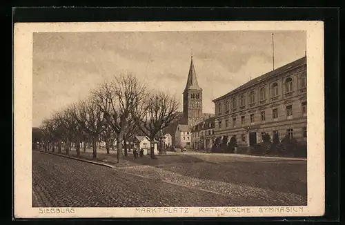 AK Siegburg, Marktplatz, Kath. Kirche, Gymnasium