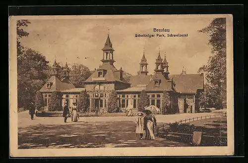 AK Breslau, Scheitniger Park, Gasthaus Schweizerei