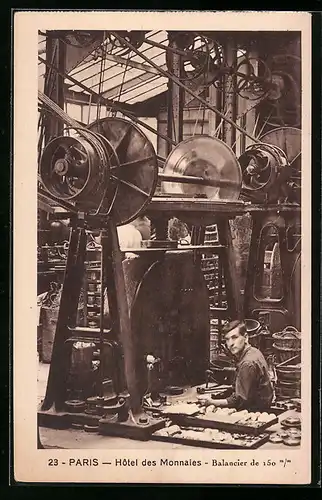 AK Paris, Hôtel des Monnaies, Balancier de 150mm