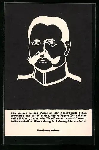 AK Paul von Hindenburg, optische Täuschung
