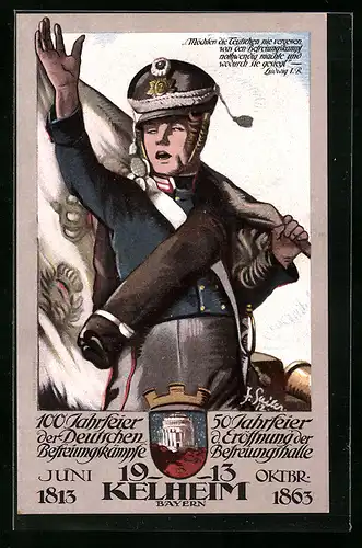 AK Kelheim, 50-Jahrfeier der Eröffnung der Befreiungshalle und bayerischer Soldat