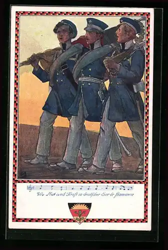 Künstler-AK Karl Friedrich Gsur, Deutscher Schulverein Nr. 369: Deutsche Soldaten auf dem Marsch