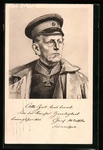 AK Feldmarschall Graf Moltke mit Schirmmütze, Reichseinigungskriege