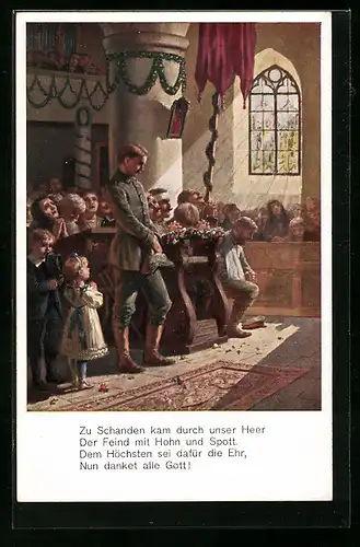 AK Soldaten beim beten in der Kirche