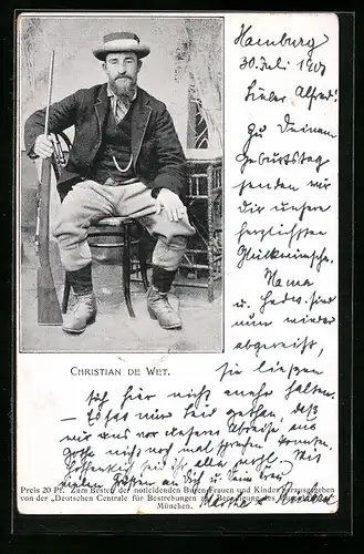 AK Christian de Wet mit Gewehr, Burenkrieg
