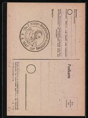 AK Kiel, 2. Briefmarken-Ausstellung 1947 im Haus der Landwirte