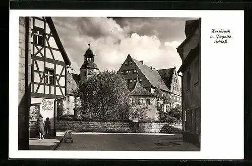 AK Hersbruck /Pegnitz, Ortspartie mit Schloss