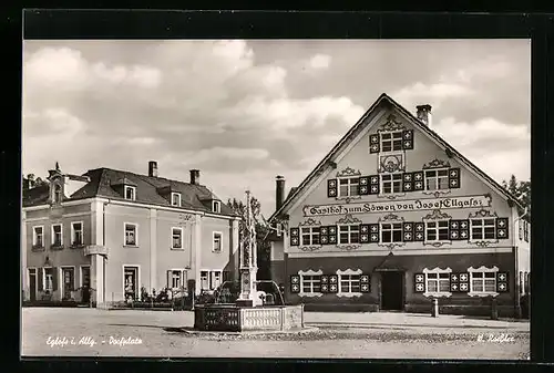 AK Eglofs /Allg., Dorfplatz mit Gasthof zum Löwen Josef Ellgassz