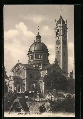 AK Zürich, Partie an der Kirche Enge