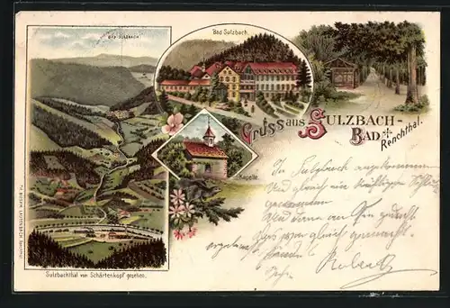 Lithographie Bad Sulzbach / Renchthal, Kurhotel Bad Sulzbach, Kapelle