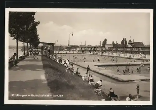 AK Stuttgart-Untertürkheim, Partie im Inselbad