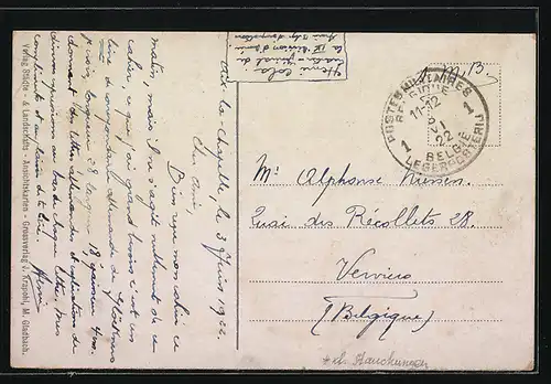 AK Issum, Geldernsche Strasse mit Kirchturm