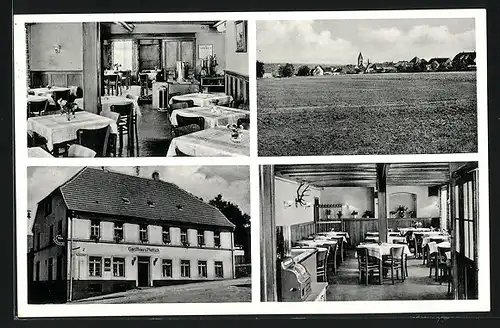 AK Ramstein /Pfalz, Gasthaus, Pension u. Metzgerei Ernst Pletsch, Ortsansicht