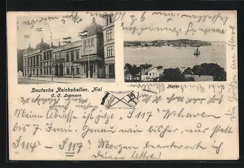 AK Kiel, Deutsche Reichshallen, Inh.: G. J. Lohmann, Hafen