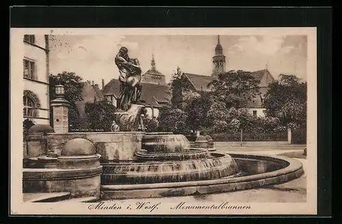 AK Minden i. Westf., Monumentalbrunnen