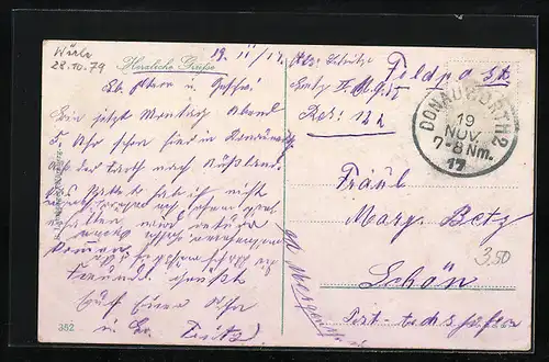 AK Donauwörth, Donaupartie mit Heil. Kreuz-Kirche