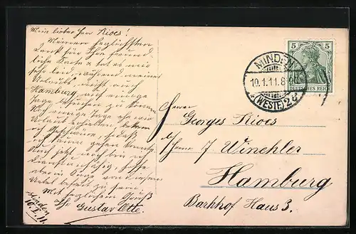 AK Minden, Schwanenteich mit Brücke