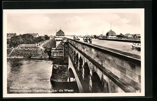 AK Minden, Überführung des Mittellandkanals über die Weser