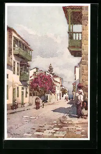 Künstler-AK Puerto Orotava, A Street