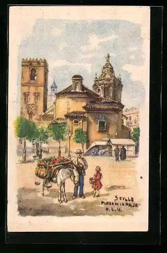 Künstler-AK Sevilla, Plaza de la Paja