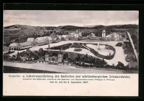 AK Villingen, Gewerbe- u. Industrieausstellung des Badischen und Württembergischen Schwarzwaldes 1907