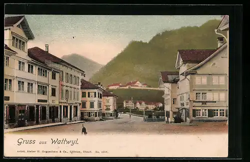 AK Wattwyl, Ortsansicht mit Ladenstrasse